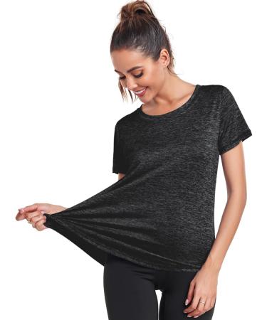 Shop Deaviya Women's Sport T-Shirt | Yoga & Fitness Tops | Casual Round Neckline | Loose Fit Side Split Black M - Buy Online on GoSupps.com