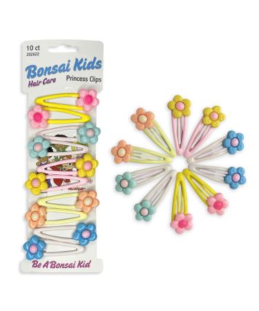 Bonsai Kids Princess Clips - Snap & Go Flower Hair Clips - Girls Kids Hair Accessory 10 Count
