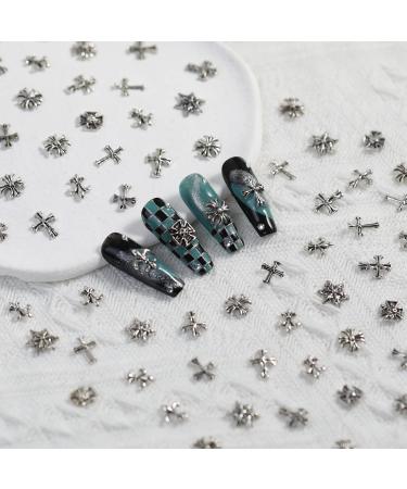 CAMLO 3D Cross Nail Charms - Chrome Silver Gothic Charm Set for DIY Nail Art - Buy Online on GoSupps.com
