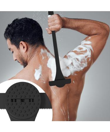 Back Razor for Men - 2 in 1 Curved Design with 46cm Long Handle & 5 Replacement Blades | Ergonomic Back Hair Remover & Body Shaver for Chest Legs & Stomach - Buy Online on GoSupps.com