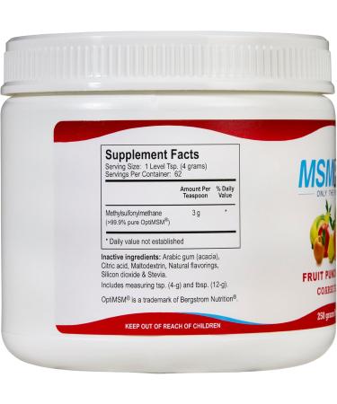 KALA HEALTH MSMPure Fruit Punch Flavored Coarse MSM Powder Flakes US-Made MSM for Joint Health Skin Appearance and Hair & Nail Support 8.8 oz Organic Sulfur Fruit Punch 8.8 Ounce (Pack of 1) - Buy Online on GoSupps.com