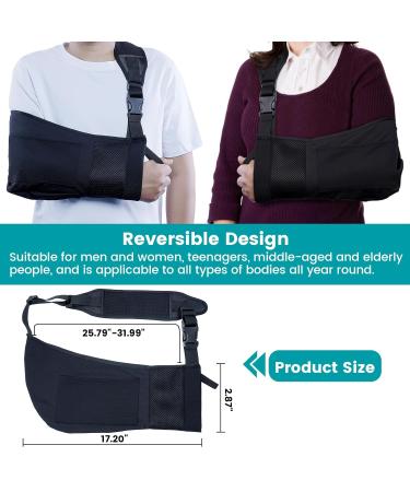 Arm Sling Shoulder Injury Immobilizer | Adjustable Rotator Cuff Support Brace for Men & Women | One Size Fits All for Left & Right Arm - Buy Online on GoSupps.com