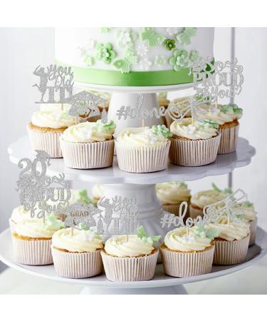 Pack of 24 Graduation Cake Decorations Graduation Cupcake Toppers Graduation Cake Decorations Cake Toppers for Graduation Parties Graduation Proms Silver - Buy Online on GoSupps.com
