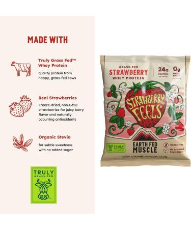 Earth Fed Muscle Strawberry Feels Irish Grass Fed Whey Protein Isolate - NSF-Certified. No Artificial Ingredients Soy Free Gluten Free Non-GMO and Hormone Free (1 Serving Strawberry) Strawberry Feels (Forever) - Buy Online on GoSupps.com