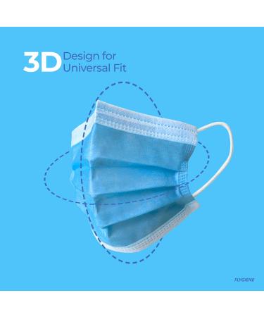 Travel Size Face Mask - 3 Ply Blue Disposable Face Masks for Adults - TSA Approved for Air Travel - 25 Count (5 Packs of 5) - Breathable & Comfortable - Buy Online on GoSupps.com