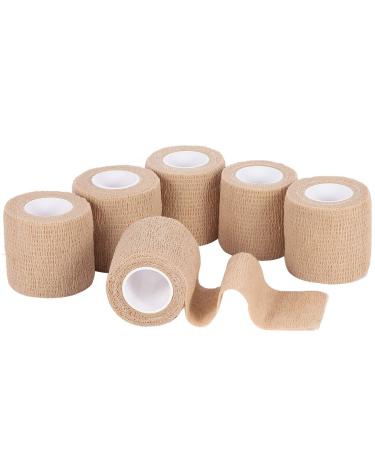 Ivy Medical Care Self Adhesive Bandage Wrap   6Pcs Medical Tape Vet Wrap Rolls   5 Yards Non-Woven Cohesive Bandage   Highly Breathable First Aid Medical Tape   Ideal for Strains  Compression