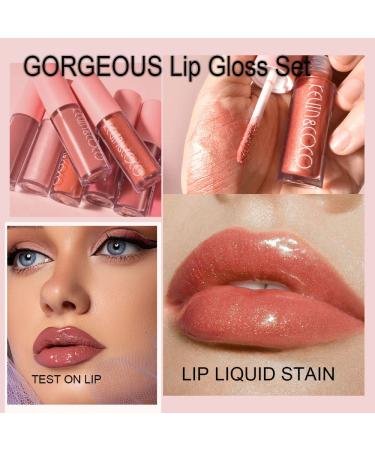 HONGZHUANG 8PCS High Shimmer Liquid Lip Gloss Set - Glitter Nude Lipstick Kit for Full & Charming Lips - Moisturizing Gift Box for Women and Girls - Buy Online on GoSupps.com