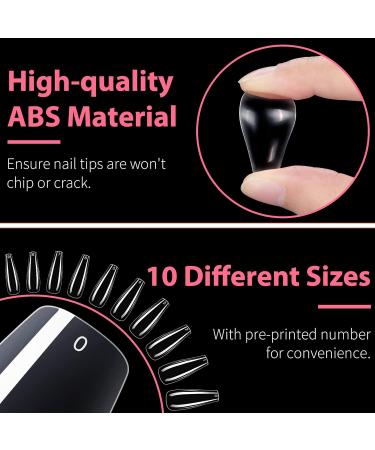 Kiiwah 100 Clear Artificial Fingernails Set | Tips Glue & Shaver | 10 Sizes for Women & Girls - Perfect Nail Art - Buy Online on GoSupps.com