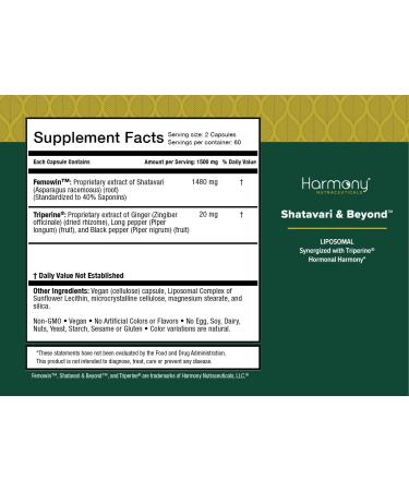Shatavari & Beyond Liposomal Extract with Triperine | Ayurvedic Adaptogenic Herb for Hormonal Harmony & Reproductive Wellness | Vegan Non GMO Clinical Grade 120 Capsules Made in The USA* - Buy Online on GoSupps.com