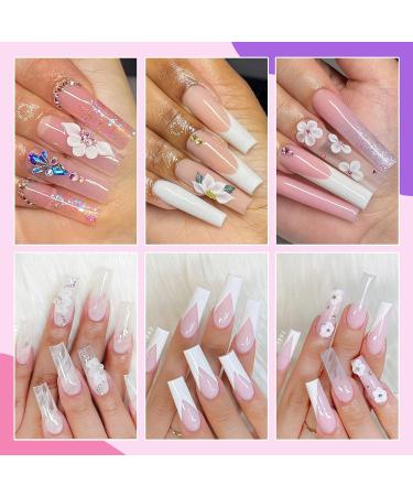 NICOLE DIARY Acrylic Powder Set - 3 Colors Starter Kit with Monomer, Nail Forms, Brushes, Glitter - White Clear Pink - Buy Online on GoSupps.com