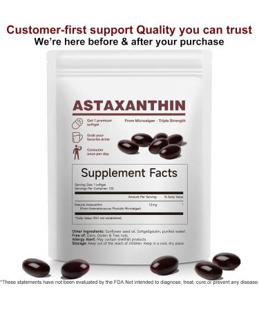 IZHXE Astaxanthin 12mg Softgels Natural Antioxidant from Haematococcus Pluvialis Supports Skin & Eye Health General Wellness Support 120 Capsules - Buy Online on GoSupps.com