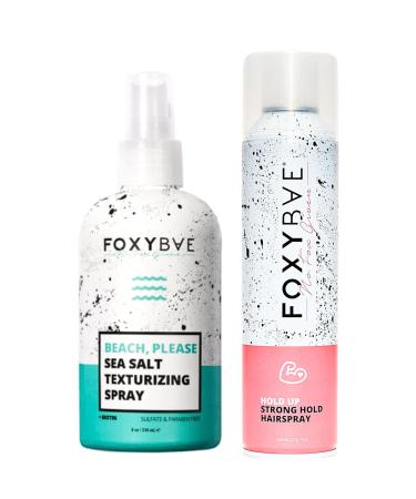 FoxyBae Sea Salt Spray for Men & Women 8Oz + Strong Hold Hair Spray Volumizing Styling - Workable & Brushable - 8 Fl Oz