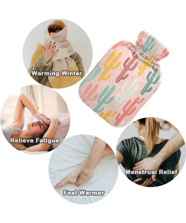 NAANLE 2L Cartoon Cactus Hot Water Bottle with Cover - Pain Relief for Menstrual Cramps & Heat Therapy - Buy Online on GoSupps.com