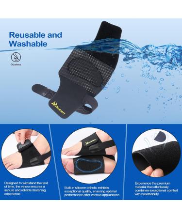 Plantar Fasciitis Relief Brace | Adjustable Arch Support for Flat Feet | Compression Bands with Gel Pad - Black for Men & Women - Buy Online on GoSupps.com