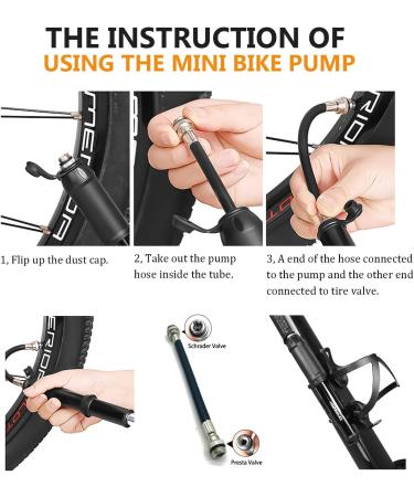 HSINMAXit Mini Bike Pump - Portable Presta and Schrader Valve Pump - 120PSI - Aluminum Alloy - Buy Online on GoSupps.com