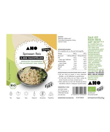 Aho Sprouts Rice 2.5 kg - Bio-Germinated Wholemeal GABA Rice with Gamma Amino Butyric Acid - Premium Quality for Healthy Living - Buy Online on GoSupps.com