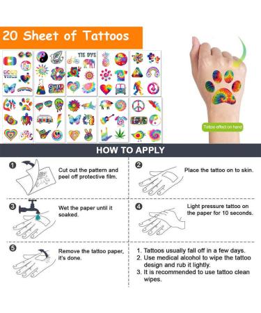 Tie Dye Temporary Tattoos Stickers 120pcs - Birthday Party Decorations for Kids - Carnival Rewards - Buy Online on GoSupps.com