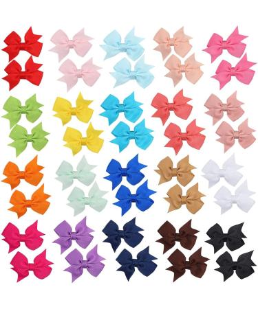 40Pcs Baby Girls Hair Clips Set - Grosgrain Ribbon Bows Barrettes Alligator Clips for Toddlers & Kids in 20 Colors - Buy Online on GoSupps.com