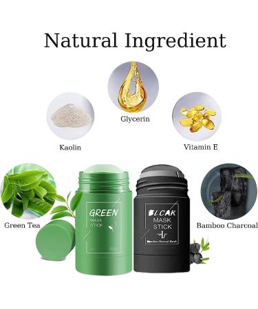 2 Piece Green Tea Mask Green Tea Mask Stick Blackhead Remover Mask Deep Pore Cleansing Green Tea Mask for All Skin Types Women Men - Buy Online on GoSupps.com