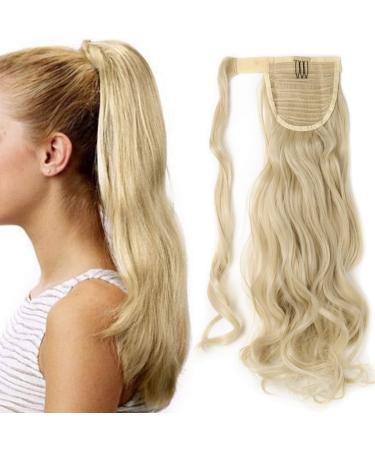Pferdeschwanz hair part braid clip in ponytail hair extension synthetic hair extension hair piece wrap on for women 43 cm wavy-blonded blonde