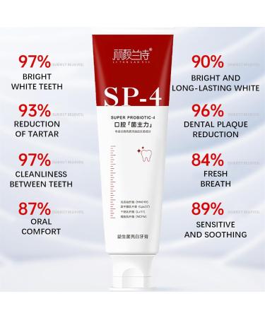 SP-4 Probiotic Tooth Whitening Toothpaste - Natural Whitening Removes Plaque & Freshens Breath (2PCs) - Buy Online on GoSupps.com