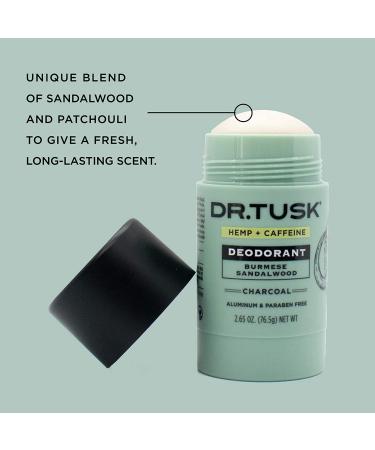 DR.TUSK Mens Deodorant | Hempseed Oil, Caffeine & Charcoal | Burmese Sandalwood | 2.65oz - Buy Online on GoSupps.com