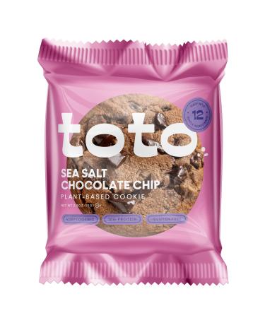 Toto Vegan Cookies, Sea Salt Chocolate Chip Cookie, High Fiber Snacks, Gluten Free Cookies, Plant Based Snacks with Superfoods & Adaptogens, 10gr Protein Cookies, 10X Individually Wrapped Cookies
