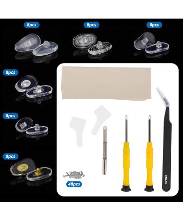 Kalione Screw-On Silicone Glasses Pads - 24 Pairs Metal Core Air Chamber Micro-Screw Cleaning Cloth & Tweezers | International Shipping - Buy Online on GoSupps.com