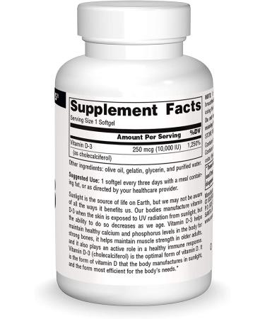 Source Naturals Vitamin D-3 10000 IU - 120 Softgels for Immune Support & Bone Health - Buy Online on GoSupps.com