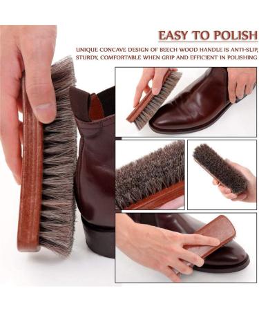Premium Horsehair Shoe Brush Set - 2pcs Shoe Shine & Polish Brushes for Boots, Shoes, Car Seats & More - Buy Online on GoSupps.com