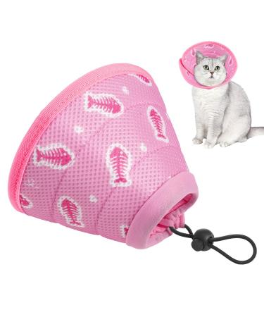 Fanshionide Rewrise Cat soft cats of hewn ruff adjustable anti-bite-deleting anti-cat collar protective collar for cats puppies pets after surgery and injuries (m pink)
