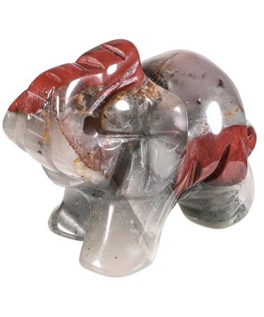 NUPUYAI ELEFANT figure gemstone crystal blissful healing stone lucky charm elephant figure Reiki fengshui decoration (African bloodstone) 916#gray-African bloodstone