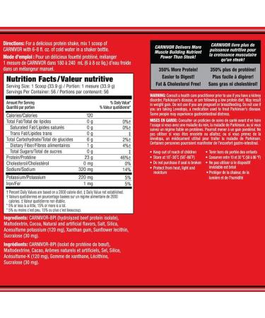 MuscleMeds Carnivor - Bioengineered Beef Protein Isolate 100% Fat Lactose Sugar and Gluten Free 23 Grams Beef Protein Isolate Per Scoop 4lb Tub (Chocolate) - Buy Online on GoSupps.com