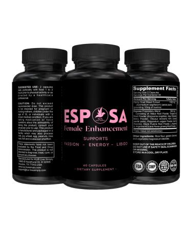 Esposa Female Libido Booster for Women  Reignite Passion, Increase Energy & Sensitivity, Boost Mood & Desire  Made in USA Natural Female Enhancement Pills with Horny Goat Weed  60 Capsules