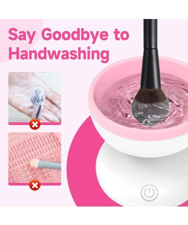 Electric Makeup Brush Cleaner | Fast & Efficient Cleaning Tool for Beauty Brush Set | Perfect Gift for Ladies & Mother's Day (Pinkish White - Buy Online on GoSupps.com