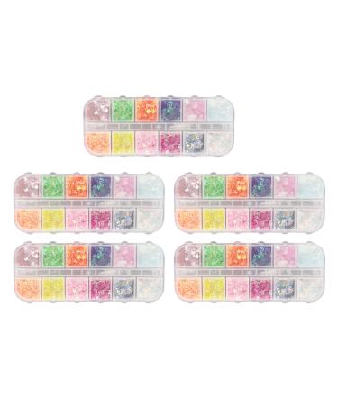 Butterfly Nail Sequins for Nail Art Nail Glitters Nail Art Sequins Variety Shapes Cute Designs Nail Art Decorations Nail Art Supplies for Diy Crafts 12 Grids 5 Boxes