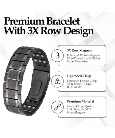 Jecanori 3X Ultra Strength Titanium Magnetic Bracelet for Men | 57 Magnets (3500 Gauss) | Adjustable Wristband | Free Removal Tool & Gift Box | Titanium-Gray - Buy Online on GoSupps.com