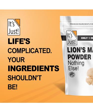 It's Just! - Lion's Mane Mushroom Powder Natural Raw Superfood Brain Support Immune Health Boost Energy Non-GMO 8oz - Buy Online on GoSupps.com