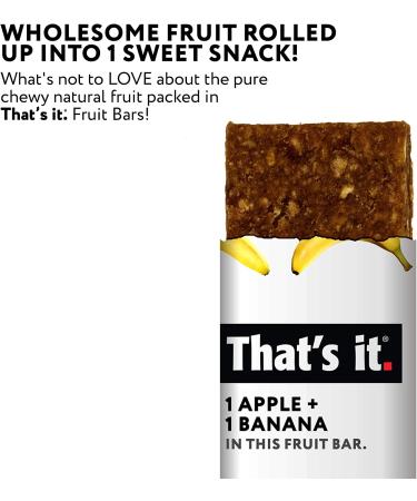Thatâ€™s It Nutrition Apples + Banana Fruit Bars - 100% Natural, Paleo, Non-GMO, Sugar-Free, 12 Pack - Buy Online on GoSupps.com