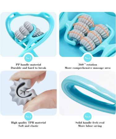 Manual Neck Massage Roller - 6 Balls Dual Pressure Point Shiatsu Massager for Deep Pain Relief - Light Blue - Buy Online on GoSupps.com
