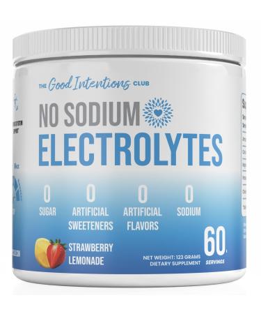 The Good Intentions Club Low Sodium Electrolytes - 60 Servings - Strawberry Lemonade - Sugar Free Electrolytes Powder - Electrolytes Without Sodium - Low Sodium Electrolyte Powder