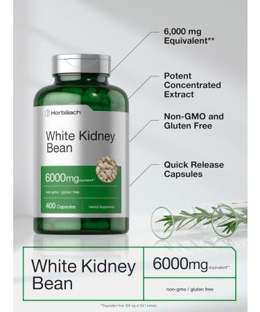 Horb ach White Kidney Bean Extract Capsules | 6000mg | 400 Count | Non-GMO & Gluten Free - Buy Online on GoSupps.com