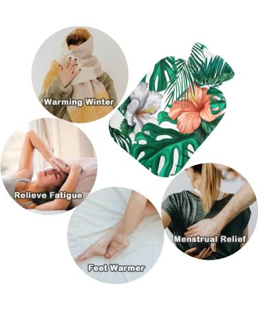 NAANLE Hot Water Bottle with Cover - Watercolor Palm Leaf & Flower | 2L Large | Menstrual Cramps Relief & Heat Therapy - Buy Online on GoSupps.com