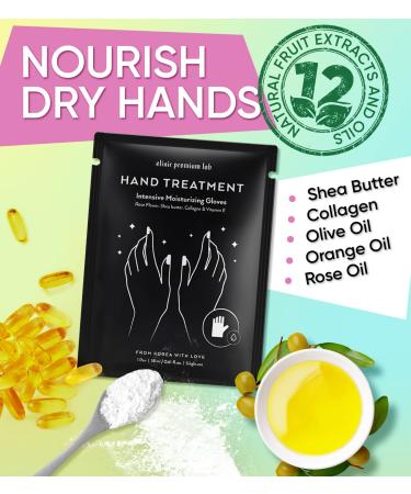 Hydrating Korean Collagen Hand Mask - Nourishing Spa Treatment for Dry Hands & Nails - Shea Butter Infused Skin Care Gift - 1 Pair by Elixir - Buy Online on GoSupps.com