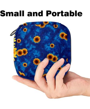 Womens Napkin Storage Bag - Sunflowers on Blue | Portable Menstrual Cup & Female Tapes | Perfect for First Periods & Travel - Buy Online on GoSupps.com