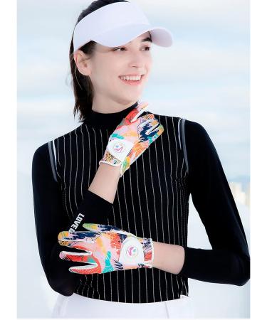 FINGER TEN Women's Golf Glove with Bling Ball Marker Value Pack - All Weather Grip, Leather, Full Blue & Pink, Size Medium Left - Buy Online on GoSupps.com