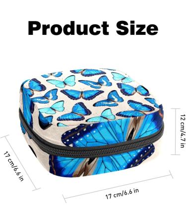 Blue Butterfly Print Menstrual Cup & Pad Storage Bag - Portable Sanitary Napkin Pouch - Color 8 - Buy Online on GoSupps.com