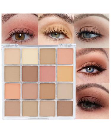 16 Colors Pro Matte Nude Eyeshadow Palette.Warm Earth Natural Tone Powder Palet for Eye Makeup.Long Lasting Light to Dark Brown Orange Eye Shadow Primers paleta de sombras de ojos