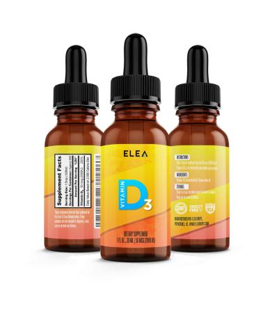 Vitamin D3 Drops - 2 000 IU/50 MCG Per Drop - Organic - High Potency - 900 Servings - Easy Dose - Family Size - Fast Absorbing - 2 Ingredients - No Preservatives - USA Made - ELEA Drops