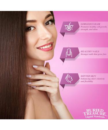 Buried Treasure Hair, Skin & Nails Liquid Supplement with Biotin, MSM & Aloe Vera - 16 oz for Hair Growth, Stronger Nails & Clear Skin - Buy Online on GoSupps.com